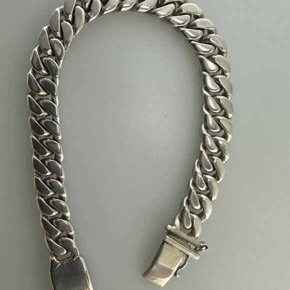 925 Sterling Silver Men's Heavy Cuban Chain Bracelet - 8.5", 49.32g - Picture 3 of 10